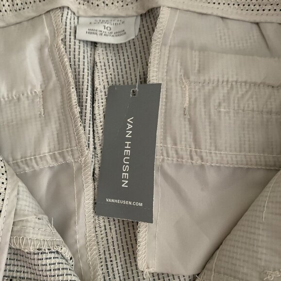 Van Heusen Women Super Stretch Beige Dotted Straight Leg Pants Size 10 NWT - Picture 7 of 10